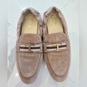 Tod's Beige Suede Women's Loafers Size 40